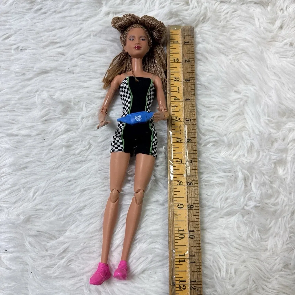 Barbie BMR1959 GHT91 Doll Braided Hair Checkered Romper Fanny Pack Pink Shoes